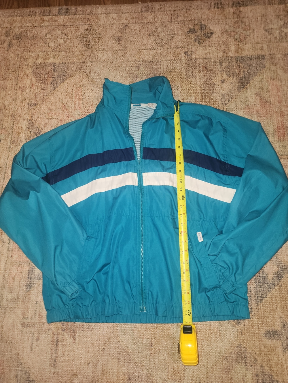 Christian Dior Teal Windbreaker Jacket with Navy and White Stripes